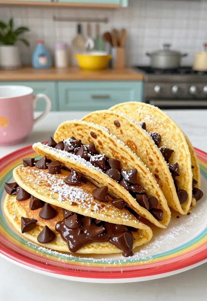 20 Pancake Taco Breakfast Recipes for Fun and Easy Meals - 6. Chocolate Chip Pancake Tacos 1