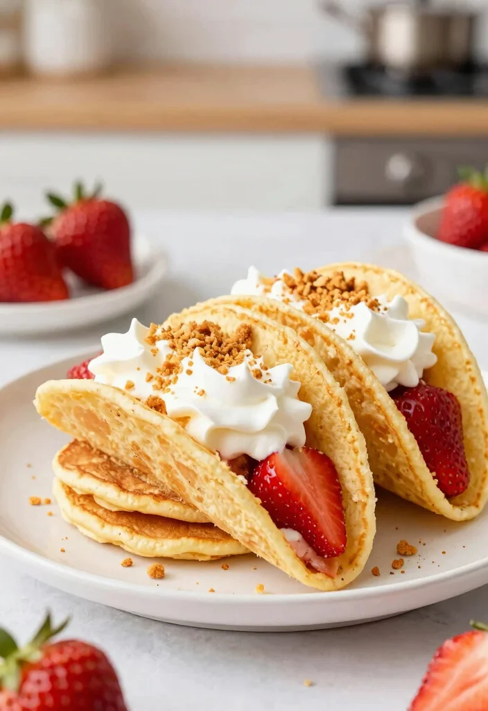 20 Pancake Taco Breakfast Recipes for Fun and Easy Meals - 8. Strawberry Shortcake Pancake Tacos 1
