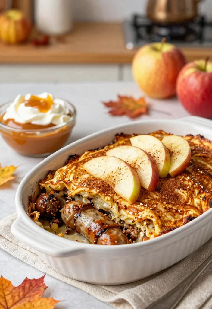 20 Sausage Pancake Breakfast Casserole Recipes for Hearty Meals - 13. Spiced Apple Sausage Pancake Bake 1