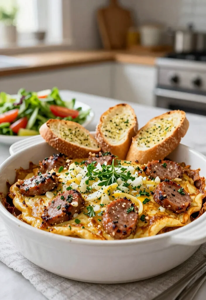 20 Sausage Pancake Breakfast Casserole Recipes for Hearty Meals - 15. Garlic and Herb Sausage Pancake Bake 1