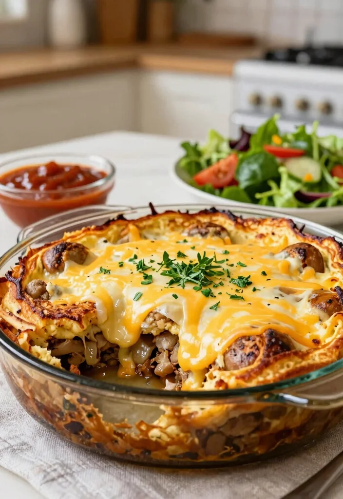 20 Sausage Pancake Breakfast Casserole Recipes for Hearty Meals - 20. Cheesy Sausage Pancake Casserole 1