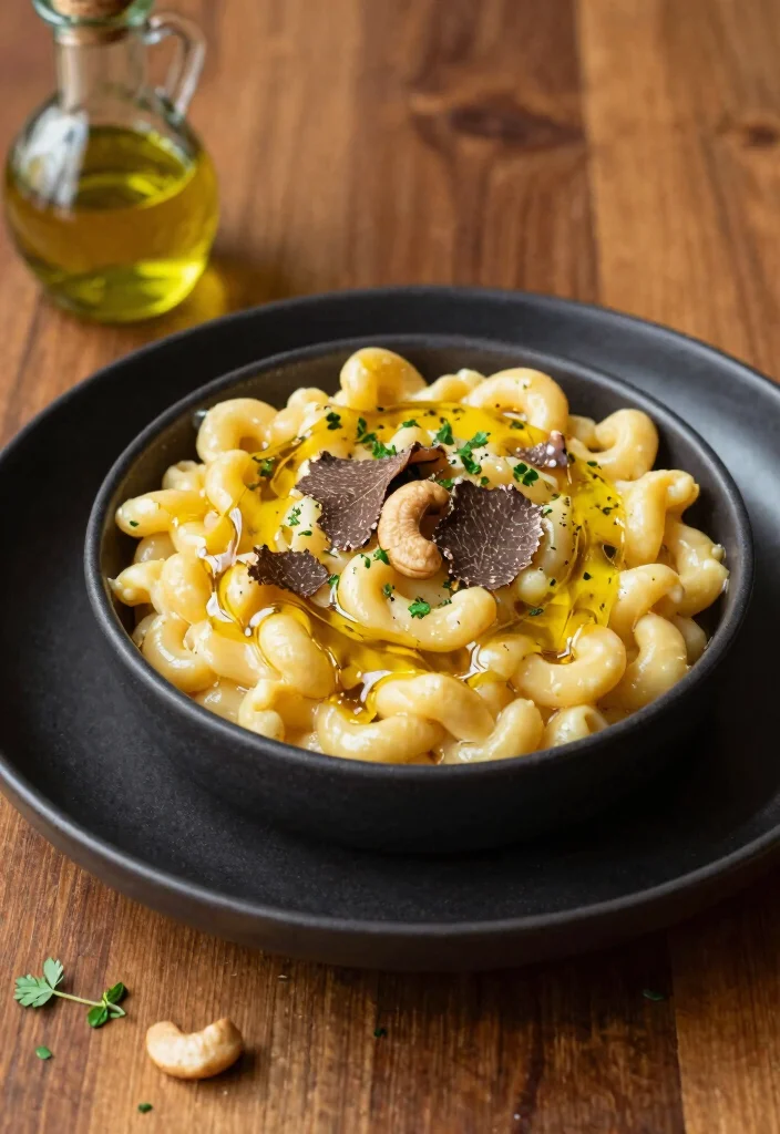 20 Vegan Mac and Cheese Cashew Recipes (Creamy) - 4. Truffle Oil Cashew Mac and Cheese 1