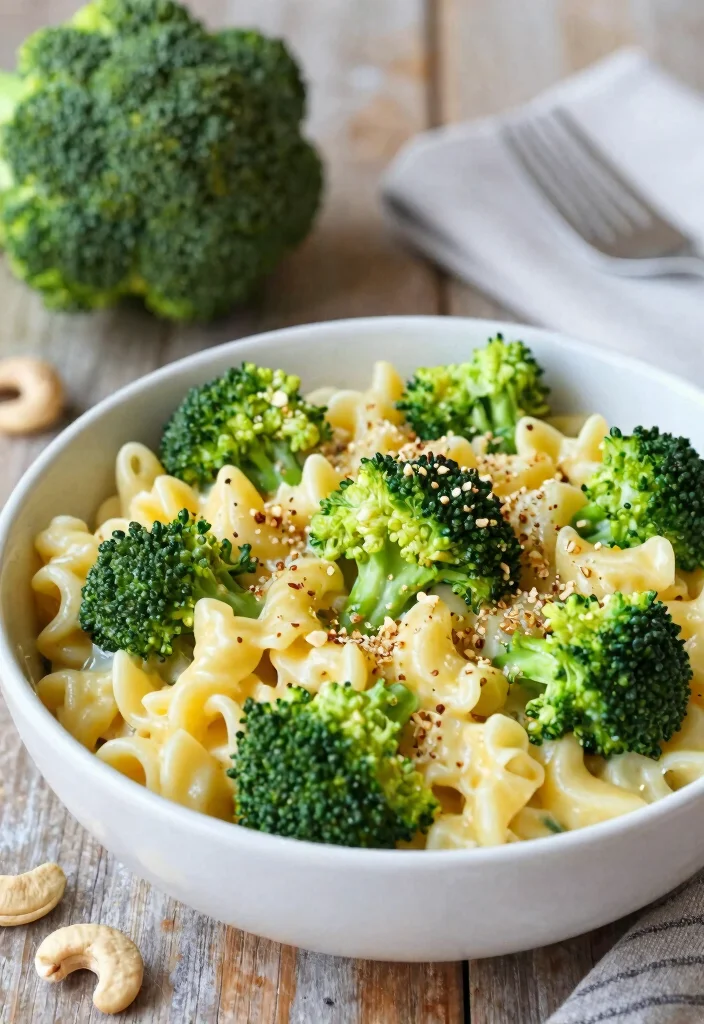 20 Vegan Mac and Cheese Cashew Recipes (Creamy) - 6. Vegan Cheesy Broccoli Mac 1