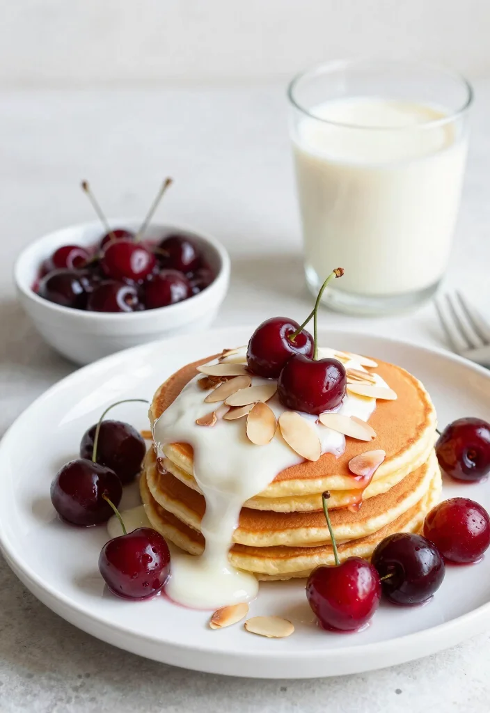 20 Yogurt Pancake Recipes for Extra Soft and Fluffy Pancakes - 15. Cherry Almond Yogurt Pancakes 1