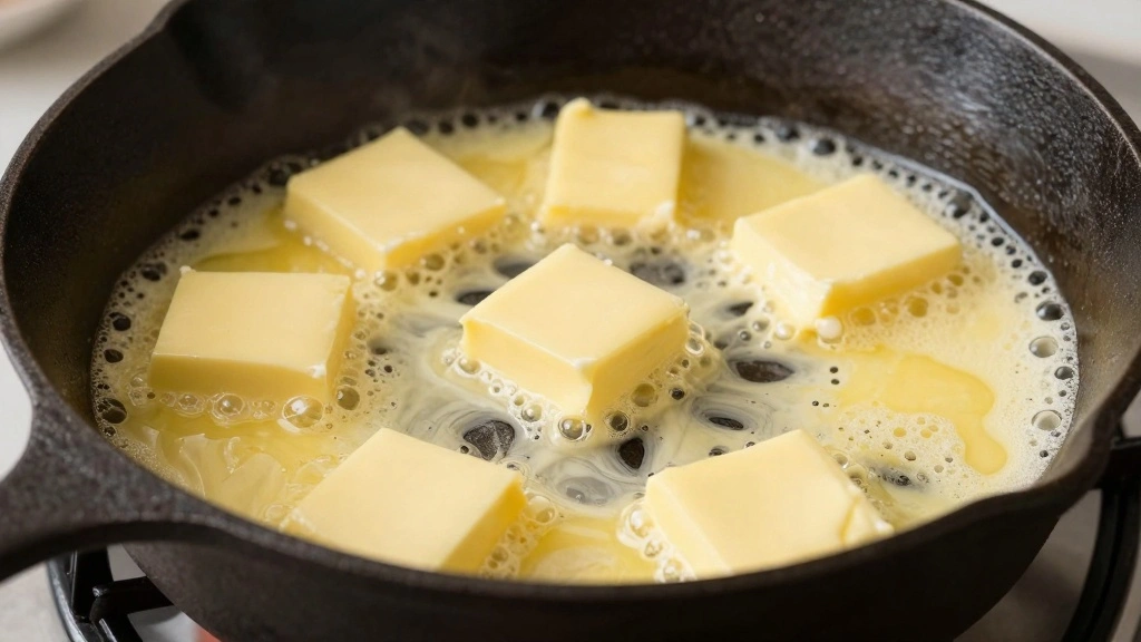 Blueberry Dutch Baby Pancake Recipe With Juicy Baked Berries - Step 4: Add Butter to Skillet 1