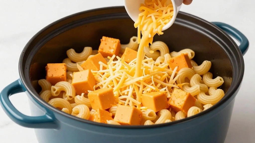 Crockpot Mac and Cheese Recipe Velveeta Evaporated Milk - Step 3: Layer Ingredients 1