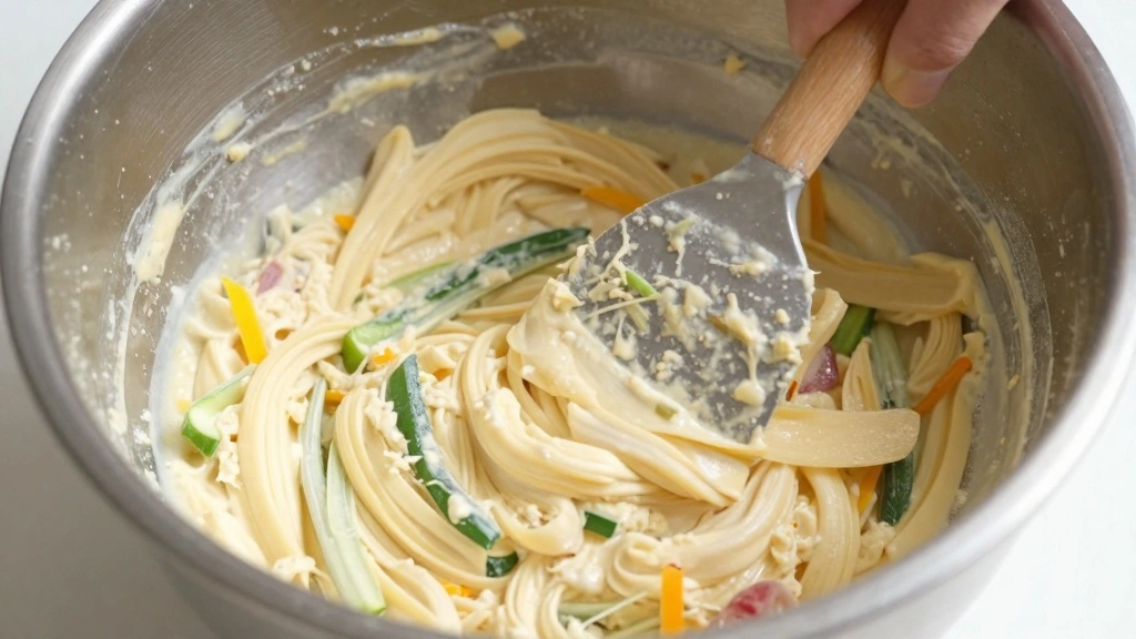 Korean Scallion Pancake Recipe With Chewy Crispy Texture - Step 4: Add Vegetables to Batter 1