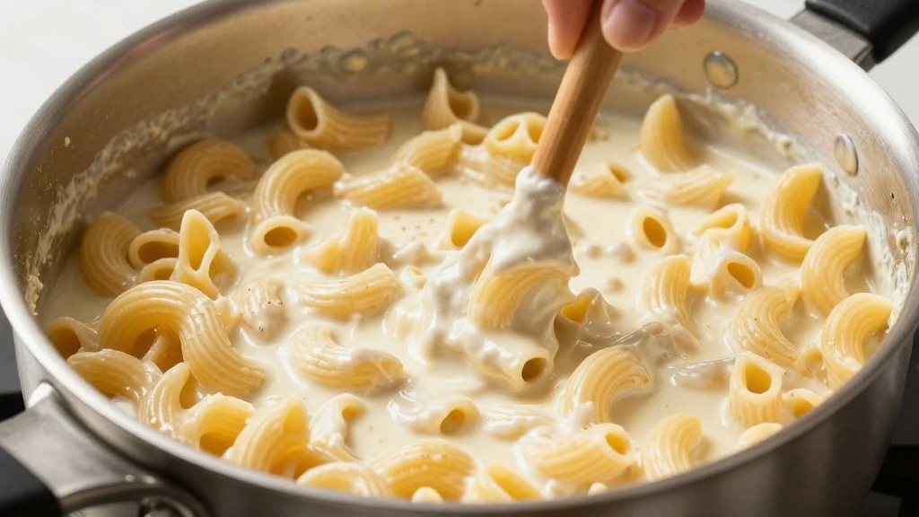 Panera Mac and Cheese Recipe Copycat (4 Cheeses) - Step 6: Combine Pasta and Sauce 1