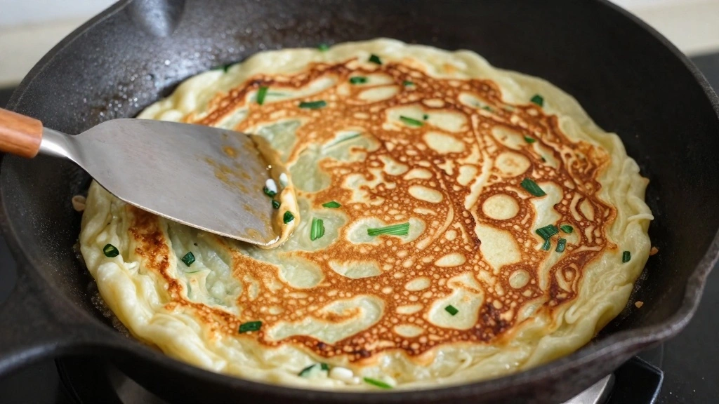 Scallion Pancake Recipe With Crispy Layers and Soft Center - Step 7: Cook Pancakes 1