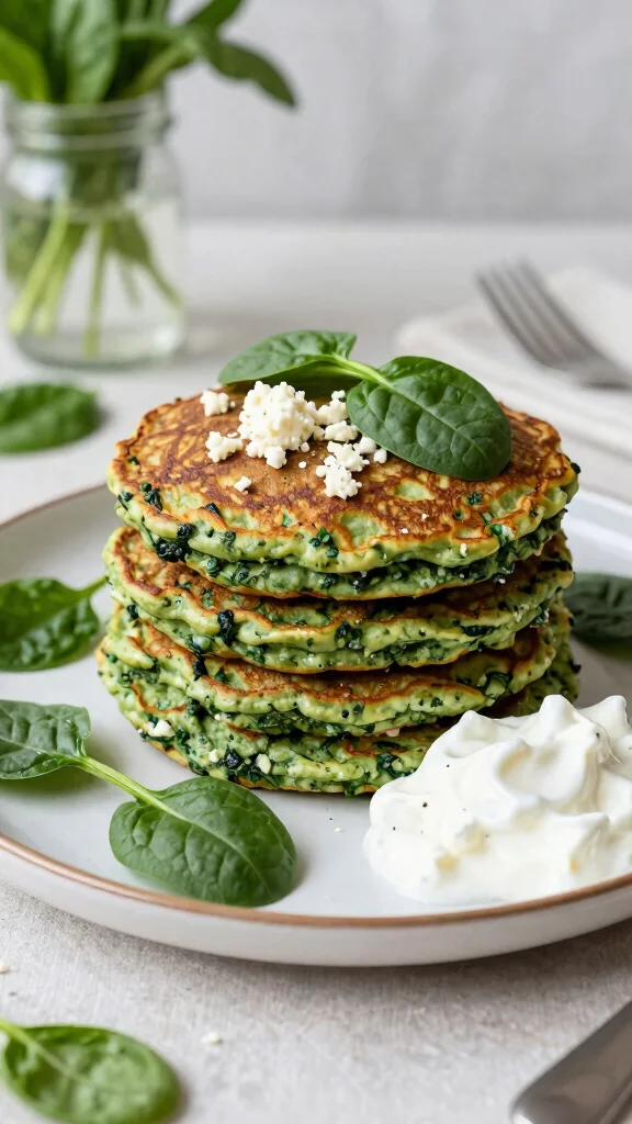 10 Pancake Meal Prep Ideas for Easy Weekday Breakfasts - 5. Savory Spinach and Feta Pancakes 1
