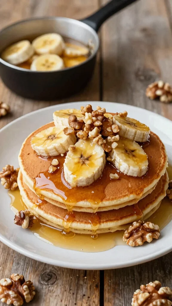 10 Pancake Topping Ideas from Sweet to Savory - 3. Nutty Banana Foster 1