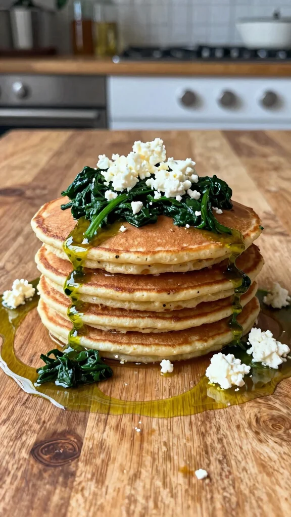 10 Pancake Topping Ideas from Sweet to Savory - 4. Savory Spinach and Feta 1