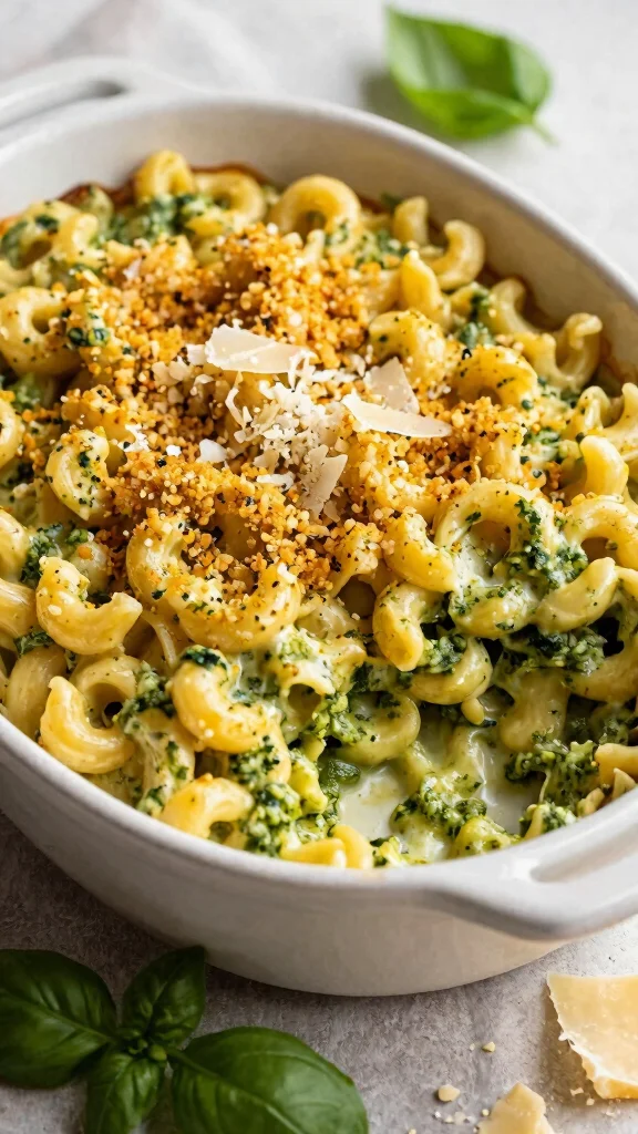 11 Mac and Cheese Meal Prep Ideas Ready for the Whole Week - 6. Baked Pesto Mac and Cheese 1
