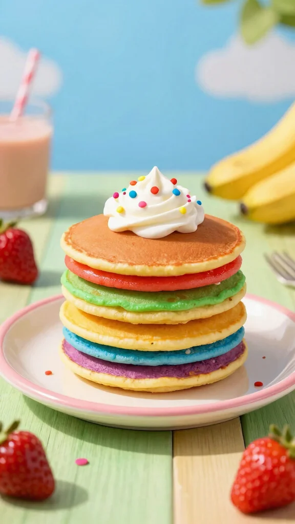 11 Pancake Recipes for Kids They Will Flip For - 2. Colorful Rainbow Pancakes 1