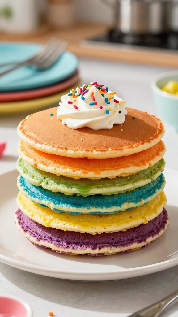12 Pancake Art Ideas: Fun Designs for Kids and Adults - 1. Whimsical Rainbow Pancakes 1
