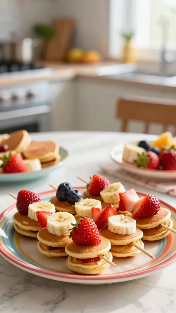 12 Pancake Art Ideas: Fun Designs for Kids and Adults - 12. Pancake Skewers 1