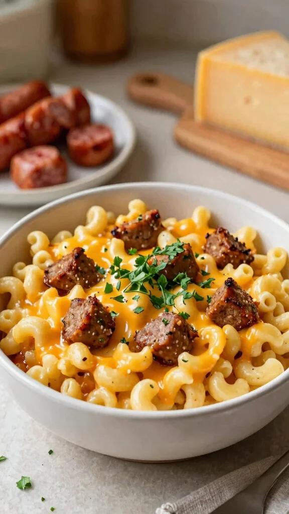 13 Mac and Cheese Lunch Ideas: Quick, Easy and Satisfying - 7. Mac and Cheese with Sausage 1