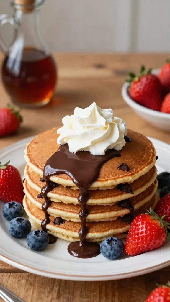 13 Pancake Bar Ideas Perfect for Brunch Parties - 2. Decadent Chocolate Chip Pancakes 1