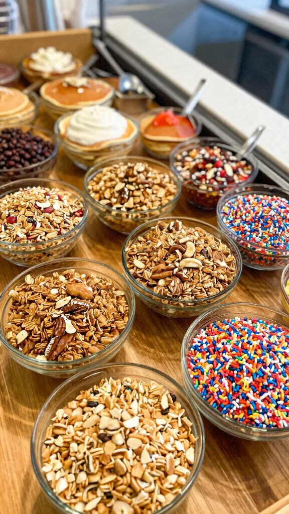 13 Pancake Bar Ideas Perfect for Brunch Parties - 7. Crunchy Toppings Bar 1
