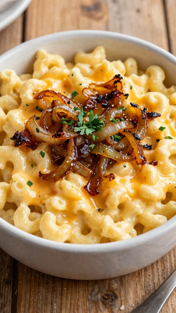 14 Mac and Cheese Toppings That Take Your Bowl to the Next Level - 12. Smoked Gouda and Caramelized Onions 1