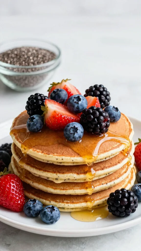 14 Pancake Breakfast Ideas for a Complete Morning Spread - 10. Chia Seed Pancakes with Mixed Berries 1