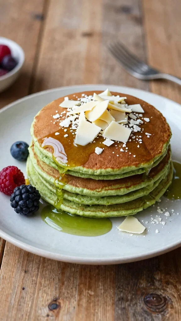 14 Pancake Toppings That Make Breakfast Unforgettable - 12. Matcha Green Tea and White Chocolate 1