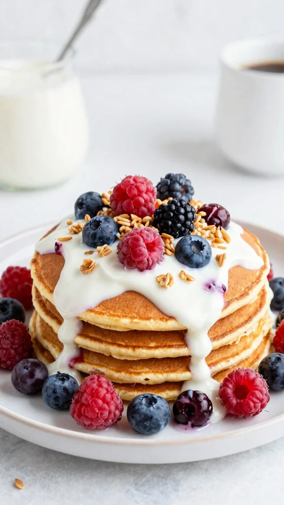 14 Pancake Toppings That Make Breakfast Unforgettable - 14. Berry Yogurt and Granola 1