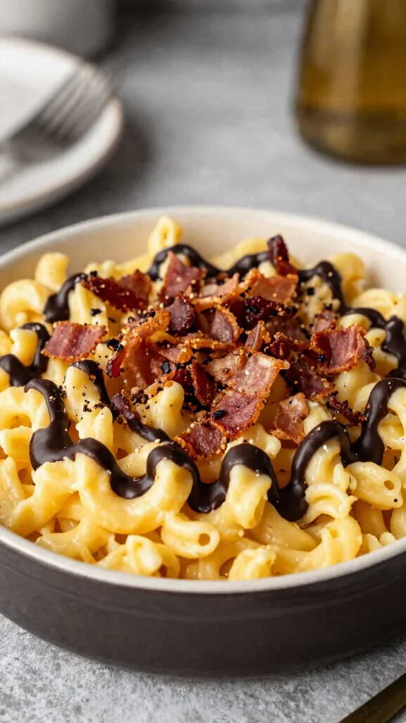 15 Mac and Cheese Topping Ideas from Classic to Creative - 15. Chocolate and Bacon Drizzle 1