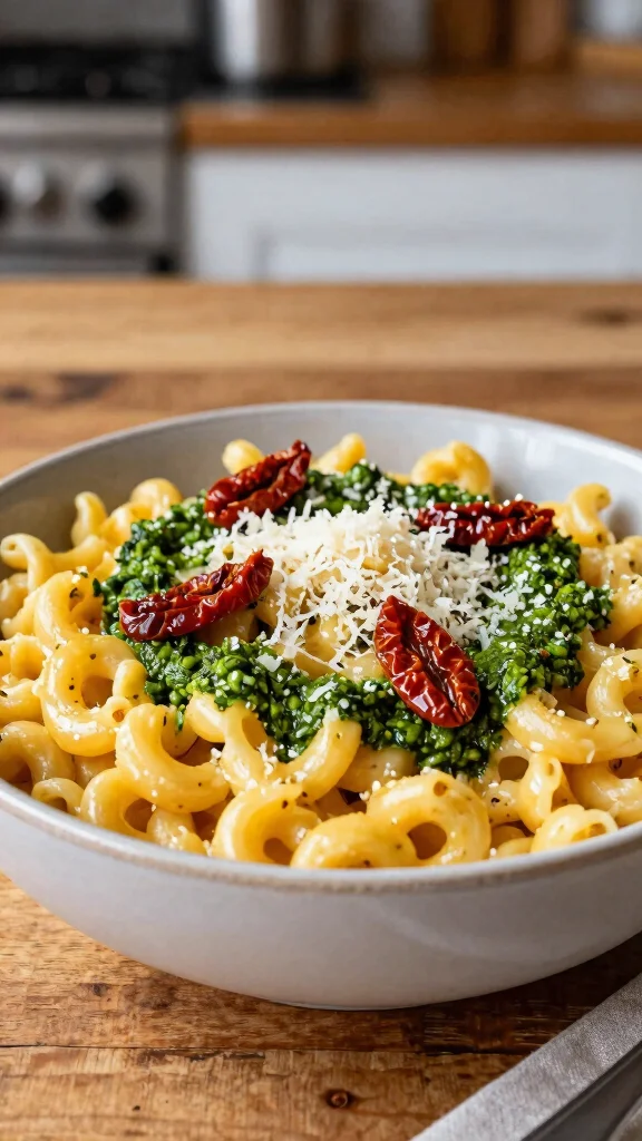 15 Mac and Cheese Topping Ideas from Classic to Creative - 7. Pesto and Sun-Dried Tomatoes 1