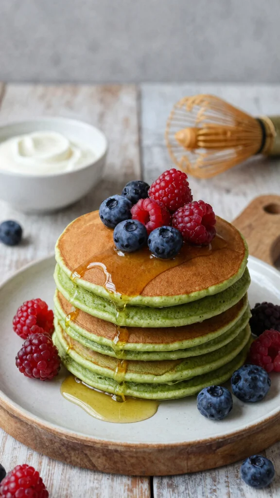 15 Pancake Flavors You Need to Try This Weekend - 7. Matcha Green Tea Pancakes 1